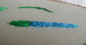 Raised Padded Stem Stitch Side