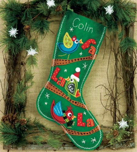 72-08179 fa la la birds stocking felt