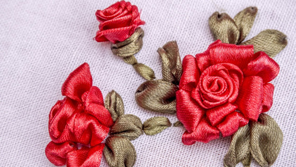 Silk Ribbon Roses Tutorial Needle Work