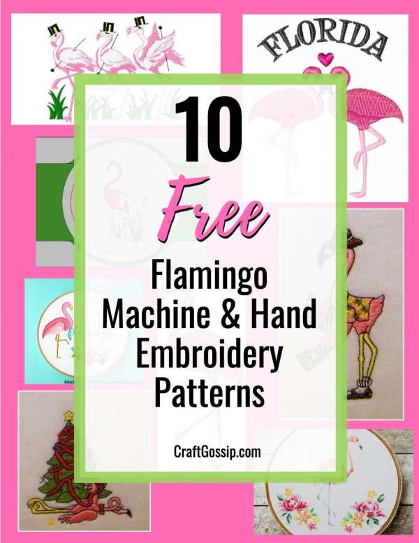 10 Free Machine and Hand Embroidery Flamingo Patterns Needle Work